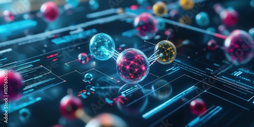 Bonding structure of materials science are relying on knowledge from physics chemistry biology and geology. Colorful molecular structures on digital background