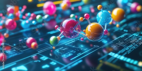 Bonding structure of materials science are relying on knowledge from physics chemistry biology and geology. Colorful molecular structures on a digital interface