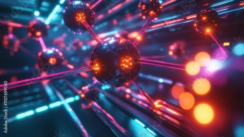 Bonding structure of materials science are relying on knowledge from physics chemistry biology and geology. Colorful abstract representation of connected particles