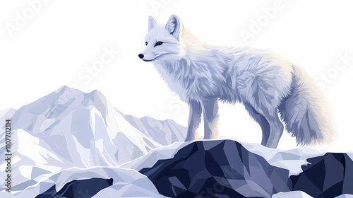 Vector graphic of an arctic fox. Glacial. Illustration photo