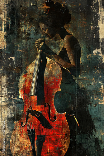 Female jazz singer passionately performing with a vintage microphone, set against a textured, warm-toned background. Capturing the essence of music, soul, and expression. Generative AI.