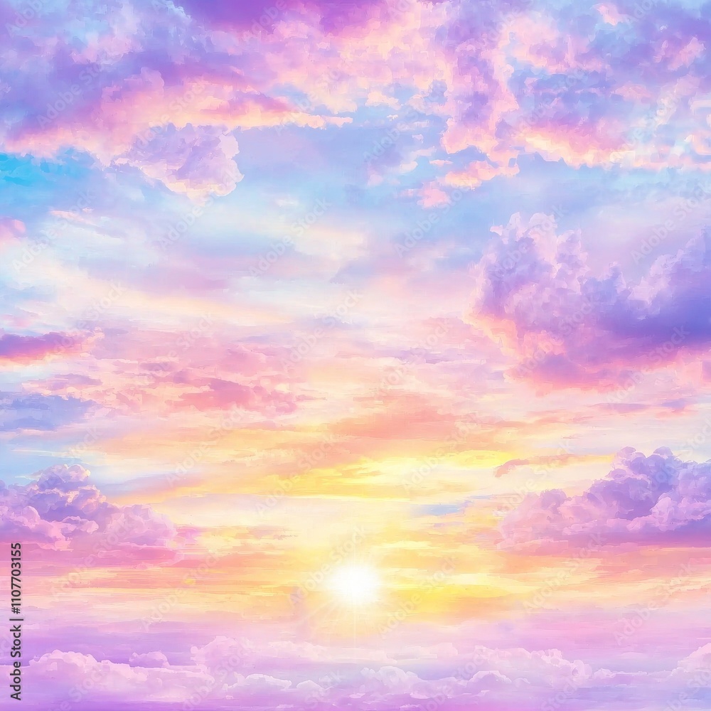Obraz premium Pastel sunrise sky with colorful clouds.