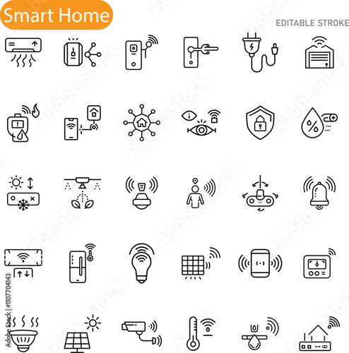 Smart Home Technology Icons of Connected Devices and Systems