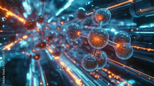 Bonding structure of materials science are relying on knowledge from physics chemistry biology and geology. Abstract molecular network in vibrant colors