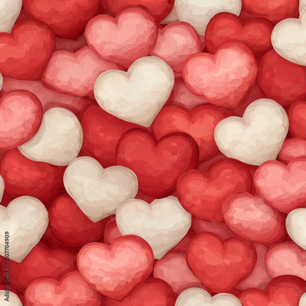 Obraz premium Seamless pattern of red and white hearts.