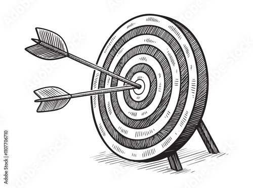 dart target with arrows sketch hand dawn drawing vector illustration