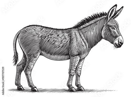 donkey sketch hand dawn drawing vector illustration