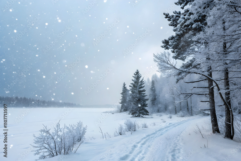 Winter Landscape Illustration, A Captivating Snow-Covered Natural Panorama. Winter Landscape Illustration, A Captivating Snow-Covered Natural Panorama.