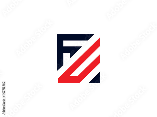 Abstract FU letters logo monogram with red and blue color