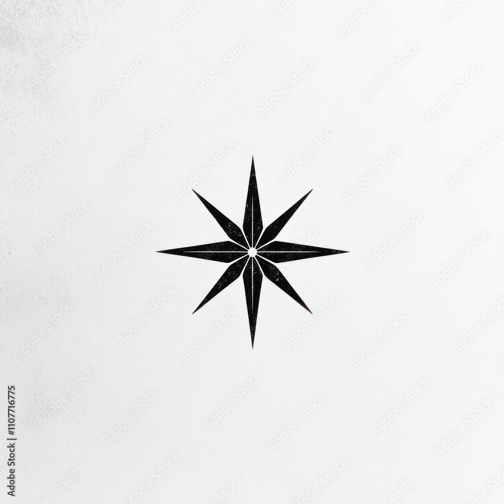 Simple black eight-pointed star on white background.