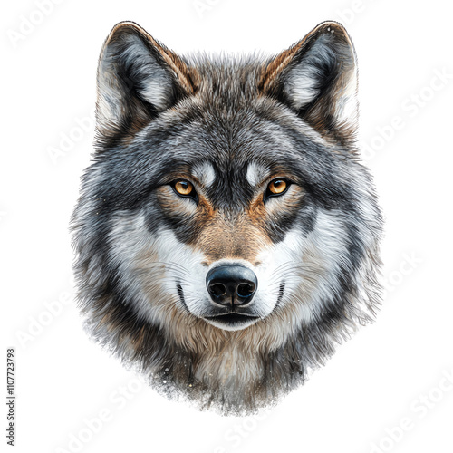 Majestic wolf head showcasing wild beauty.,transparent background photo