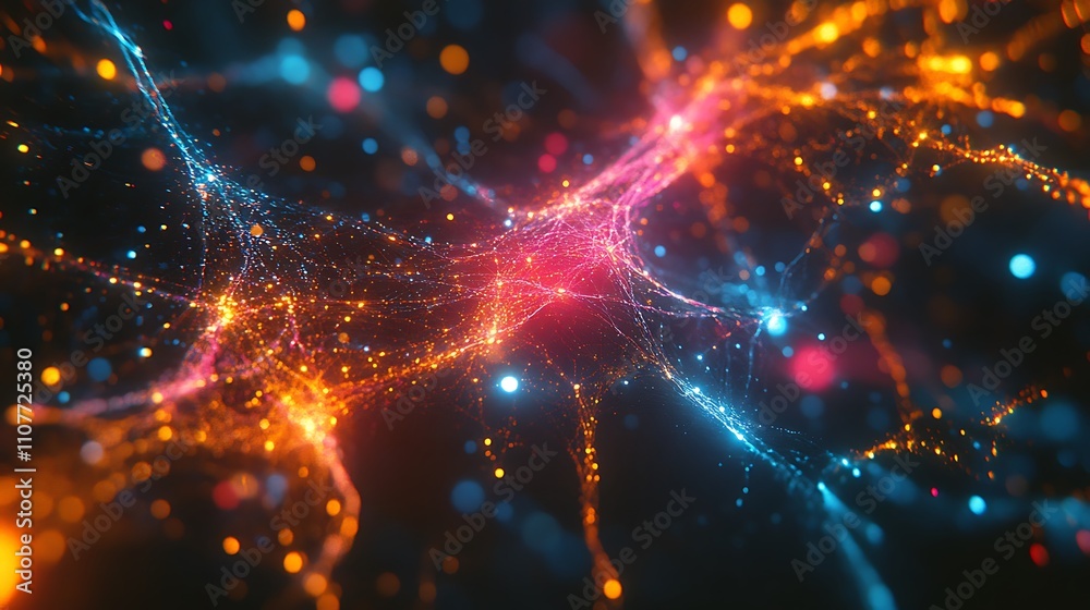 Obraz premium Dynamic digital network with glowing light connections and data visualization