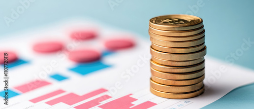 Market Performance Chart, 3D illustration showcasing financial analysis, selective focus on foreground, ample copy space for text, ultra HD quality photo