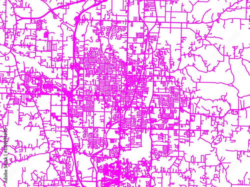 Abstract Neon Road Network Overlay of Springdale Arkansas, USA in Bright Pink. Abstract Neon Road Network Overlay of Springdale Arkansas, USA in Bright Pink.