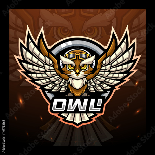 Owl streamer bird mascot esport logo design