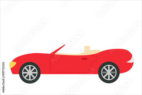 Red cabriolet. Vector simple color flat illustration.