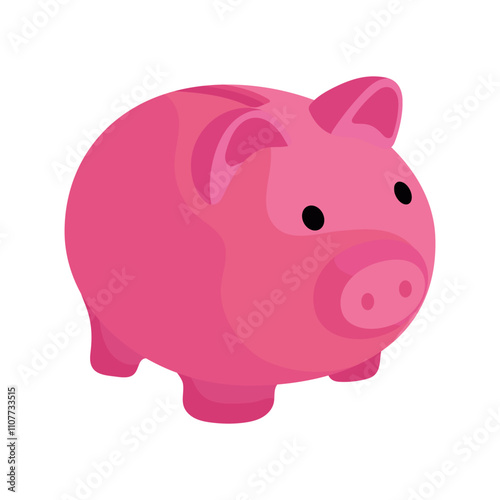 Pig piggy bank. Vector simple color flat illustration.