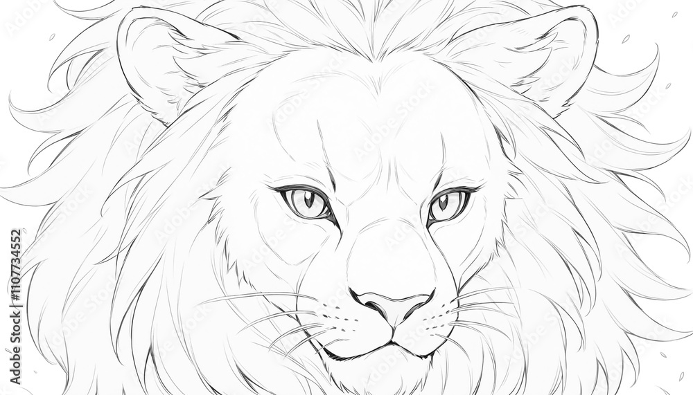 Obraz premium This combines the main elements (lion, cartoon, tattoo, wild, and silhouette) into a clear and concise description