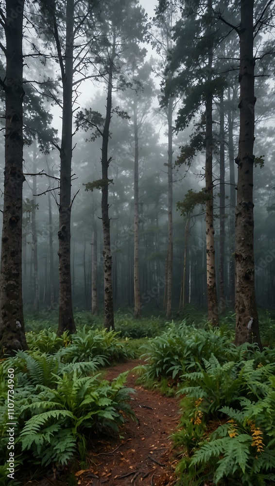 Obraz premium Misty forest landscape.