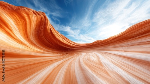 A dynamic sandstone curve rises dramatically under the open sky, its swirling patterns and striking colors creating a breathtaking natural amphitheater. photo