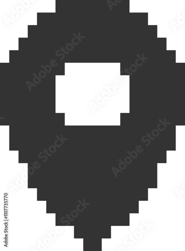 Pixel art pin icon, pointer, marker, destination. location sign with 8bit style.