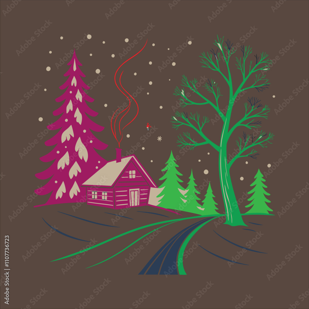 Fototapeta premium Winter design vector art illustration 