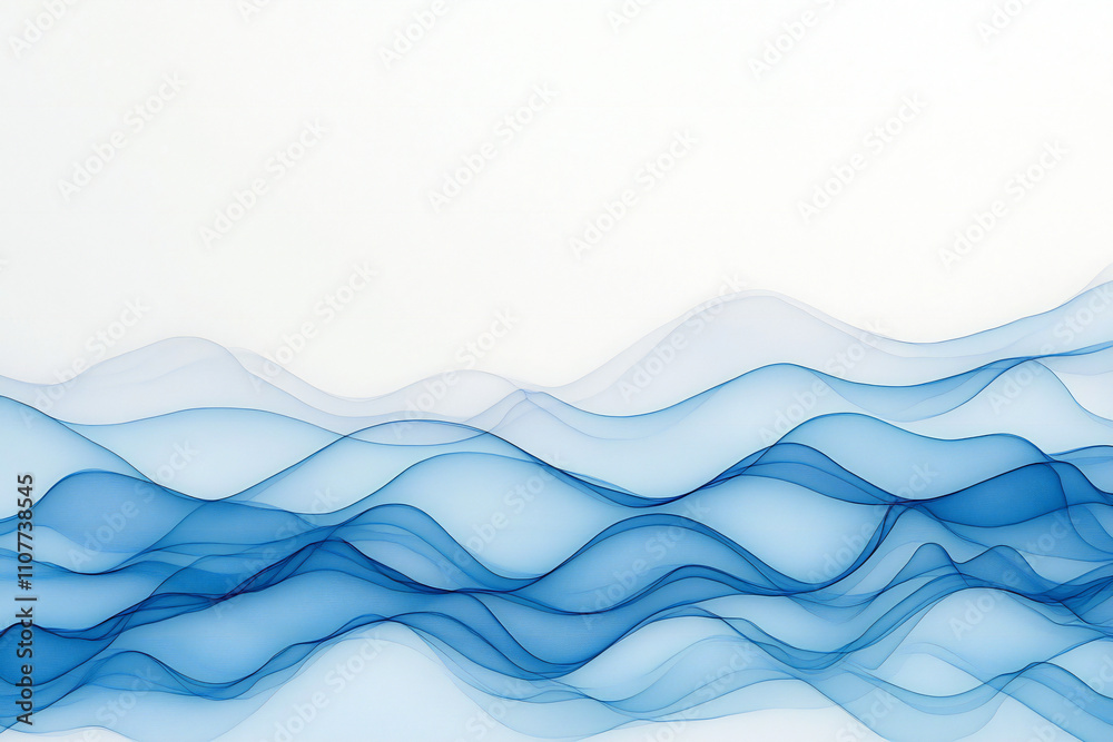 Obraz premium Calming Flowing Blue and Turquoise Waves, Soft Fluid Motion and Abstract Water Design for Relaxing and Serene Background