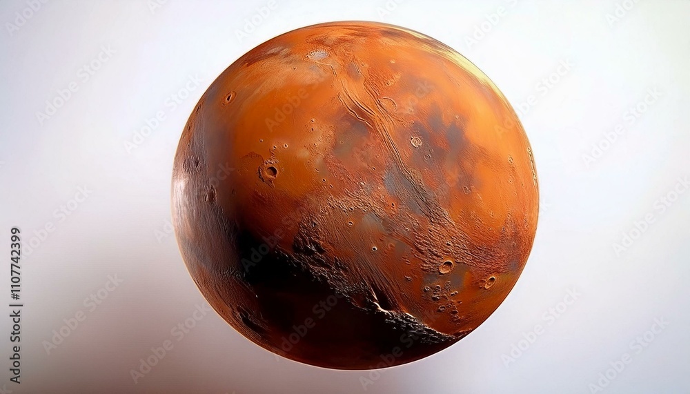 Fototapeta premium Mars on isolated white background