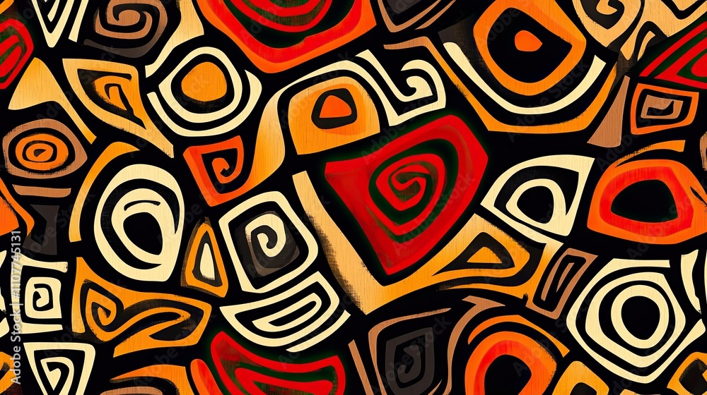 Fototapeta premium Abstract Swirls and Geometric Shapes in Warm Tones