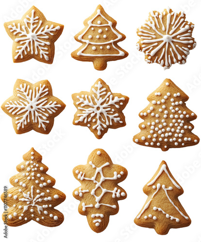 Gingerbread Cookies isolated on white background - Christmas Treat