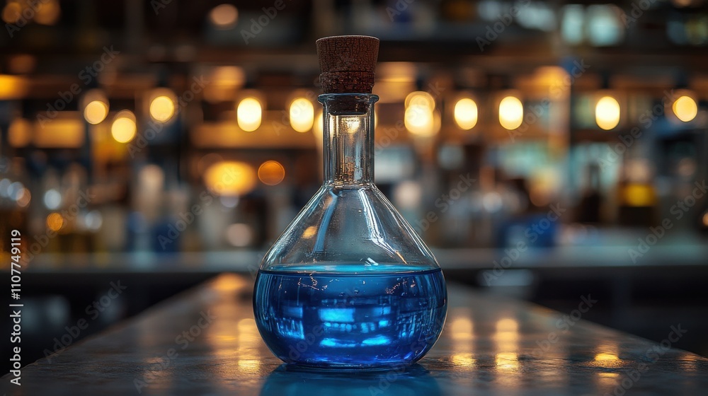 a blue liquid in a beaker a blue liquid in a beaker