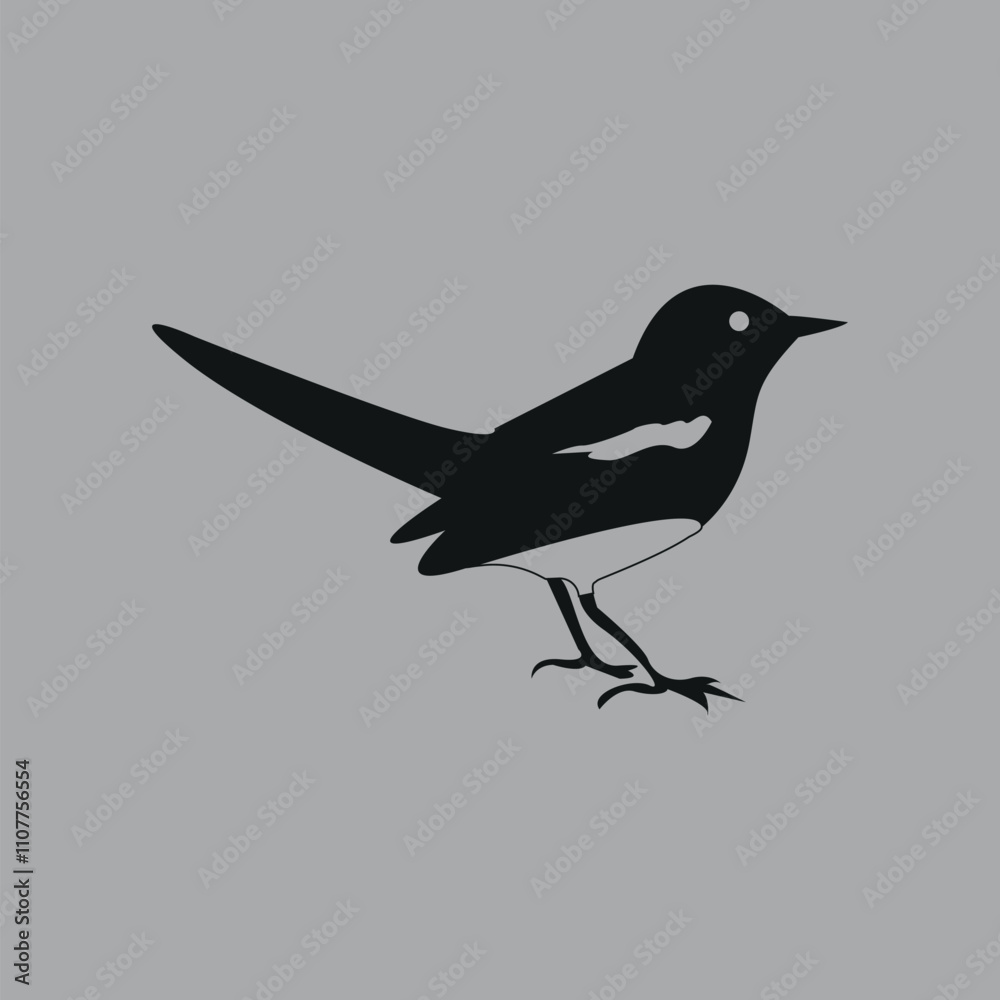 Obraz premium Magpie bird outline illustration with hand-drawn