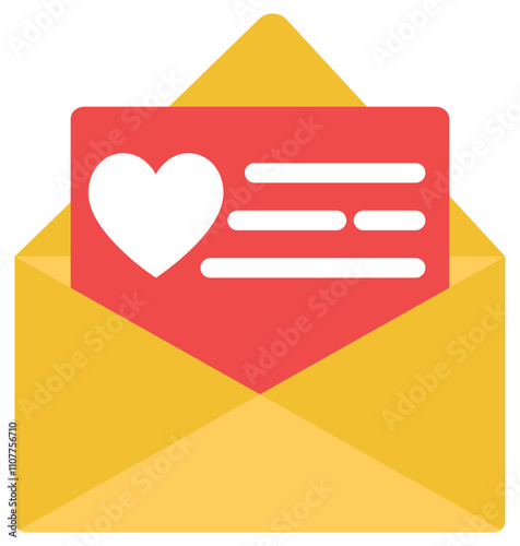 Free Download Flat icon of open paper letter with heart isolated on white background. - GFXLoad