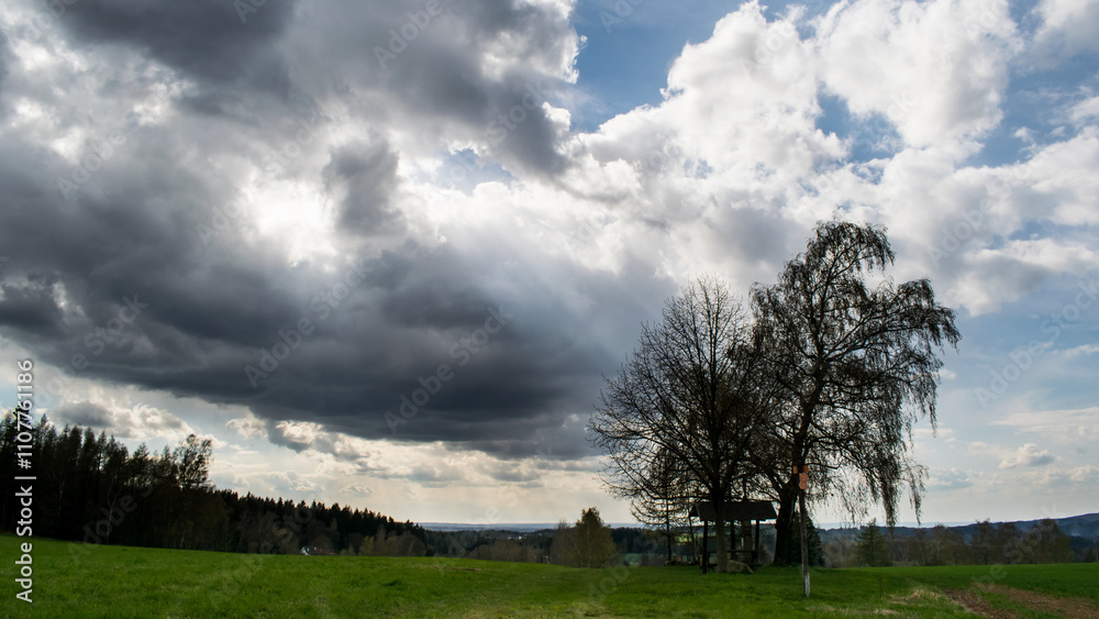 Obraz premium Small gazebo near the village, Czech Republic.