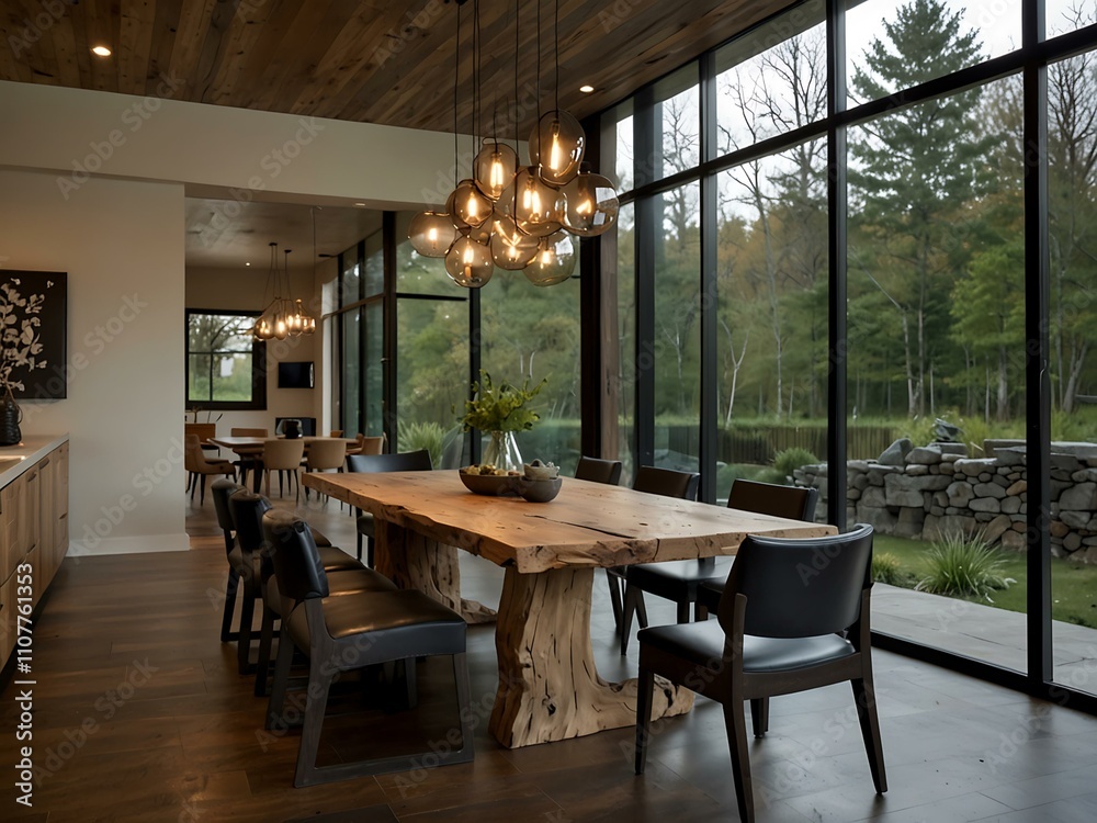 Fototapeta premium Modern rustic dining room.