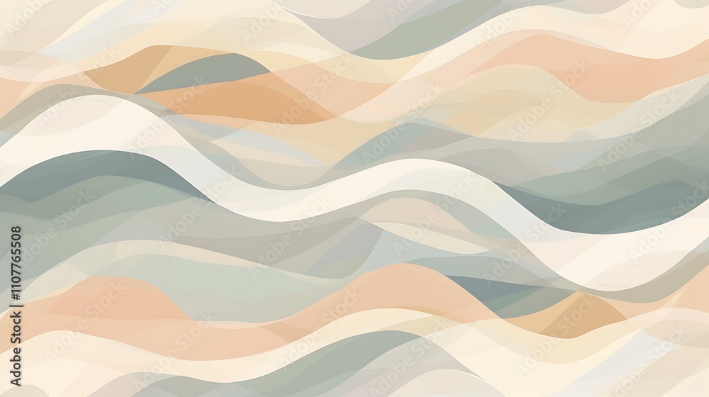 Fototapeta premium Abstract Beige, Green, and White Wave Pattern