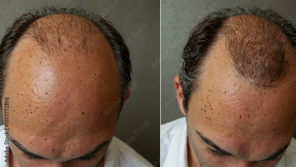 Fototapeta premium More before-and-after photos of hair treatment success.