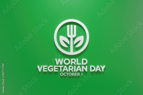 World Vegetarian Day celebrated with fork and leaf logo. photo