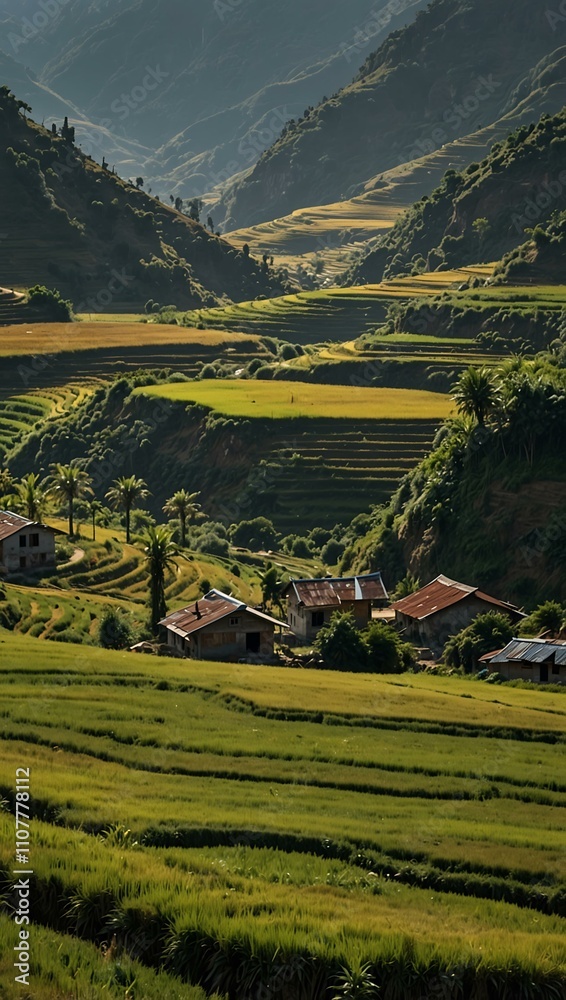 Obraz premium Mountain fields near Sapa, Northern Vietnam.