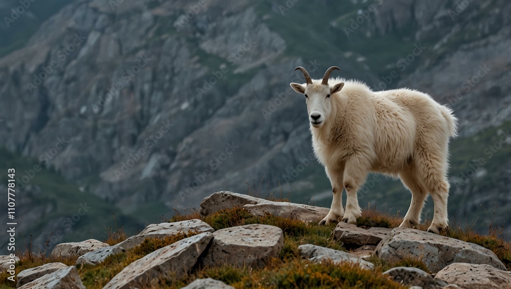 Fototapeta premium Mountain goat in its natural habitat.