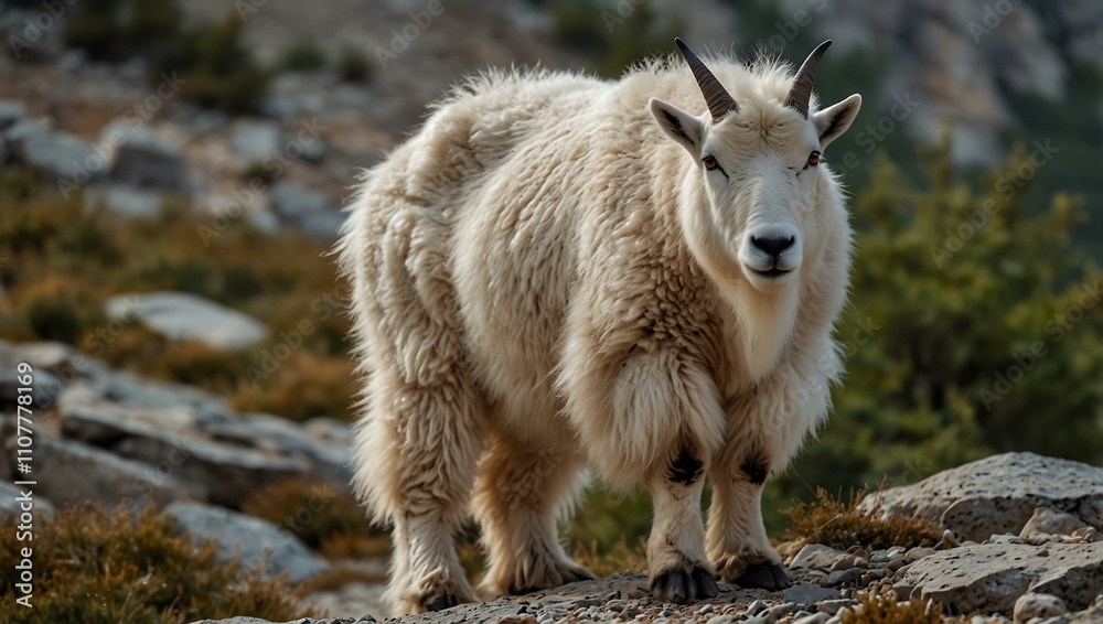 Obraz premium Mountain goat in its natural habitat.