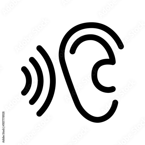 Outline ear icon. Hearing or sound symbol. Editable stroke. Isolated vector illustration