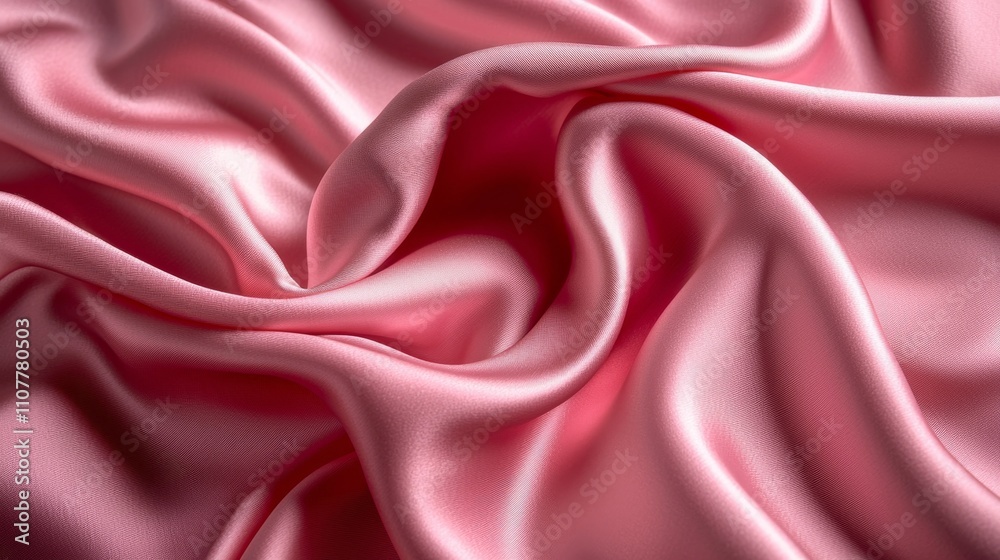 Fototapeta premium Pink Silk Drape Abstract Texture, Smooth Waves, Luxurious Fabric, Close-up Photography Silk Fabric, Draped Texture