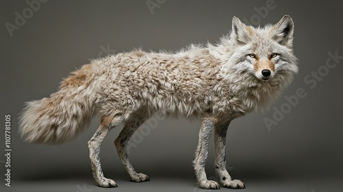 A Coyotes Portrait Shows Its Thick Fur Coat photo