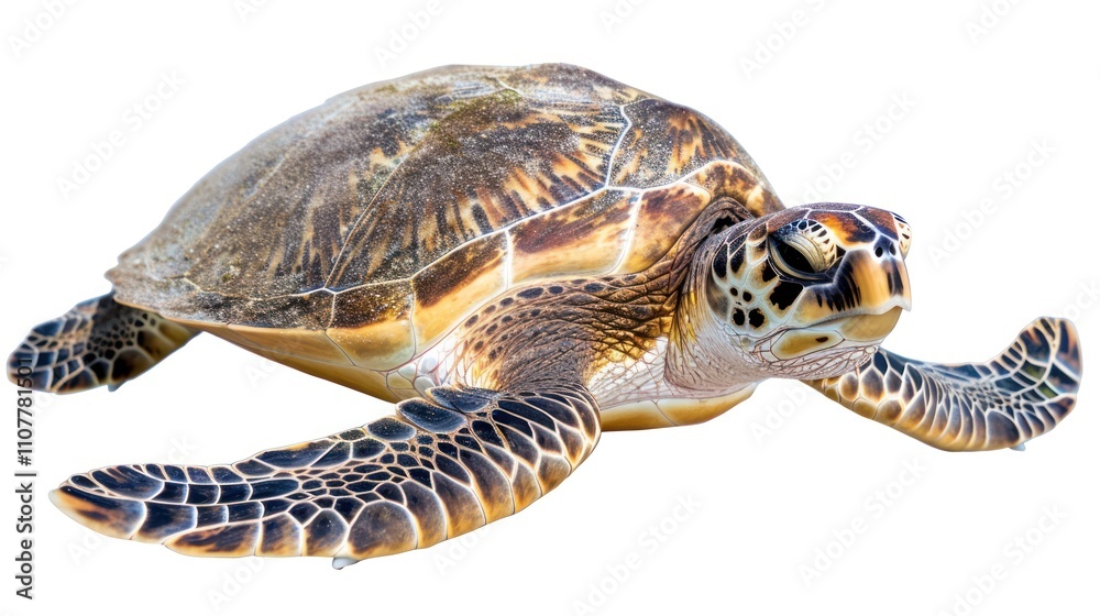 Obraz premium photograph of Brown sea turtle laying eggs.Isolated on transparent background.