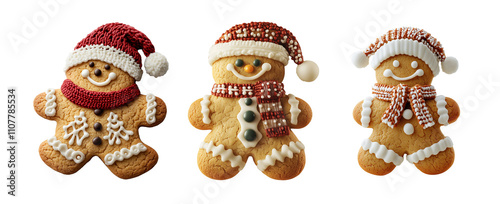 Gingerbread Cookies (ginger men) isolated on white background - Christmas Treat