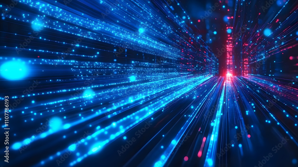 Fototapeta premium blue abstract technology vector background, speed connection network technology concept, futuristic cyberspace background