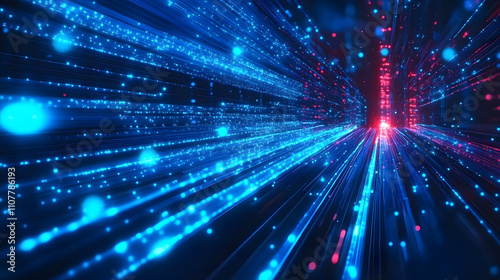 Wallpaper Mural blue abstract technology vector background, speed connection network technology concept, futuristic cyberspace background Torontodigital.ca