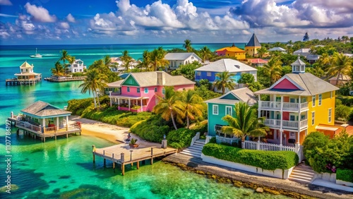 Stunning Architectural Photography of Elbow Cay's Unique Coastal Structures with Vibrant Colors and Beautiful Tropical Backdrops Showcasing the Essence of Island Living photo