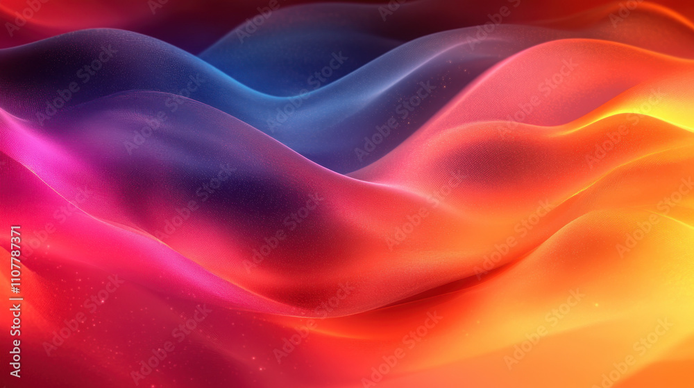 Fototapeta premium Vibrant abstract waves in gradient colors of red, orange, and blue create dynamic visual experience. smooth flow evokes sense of movement and energy